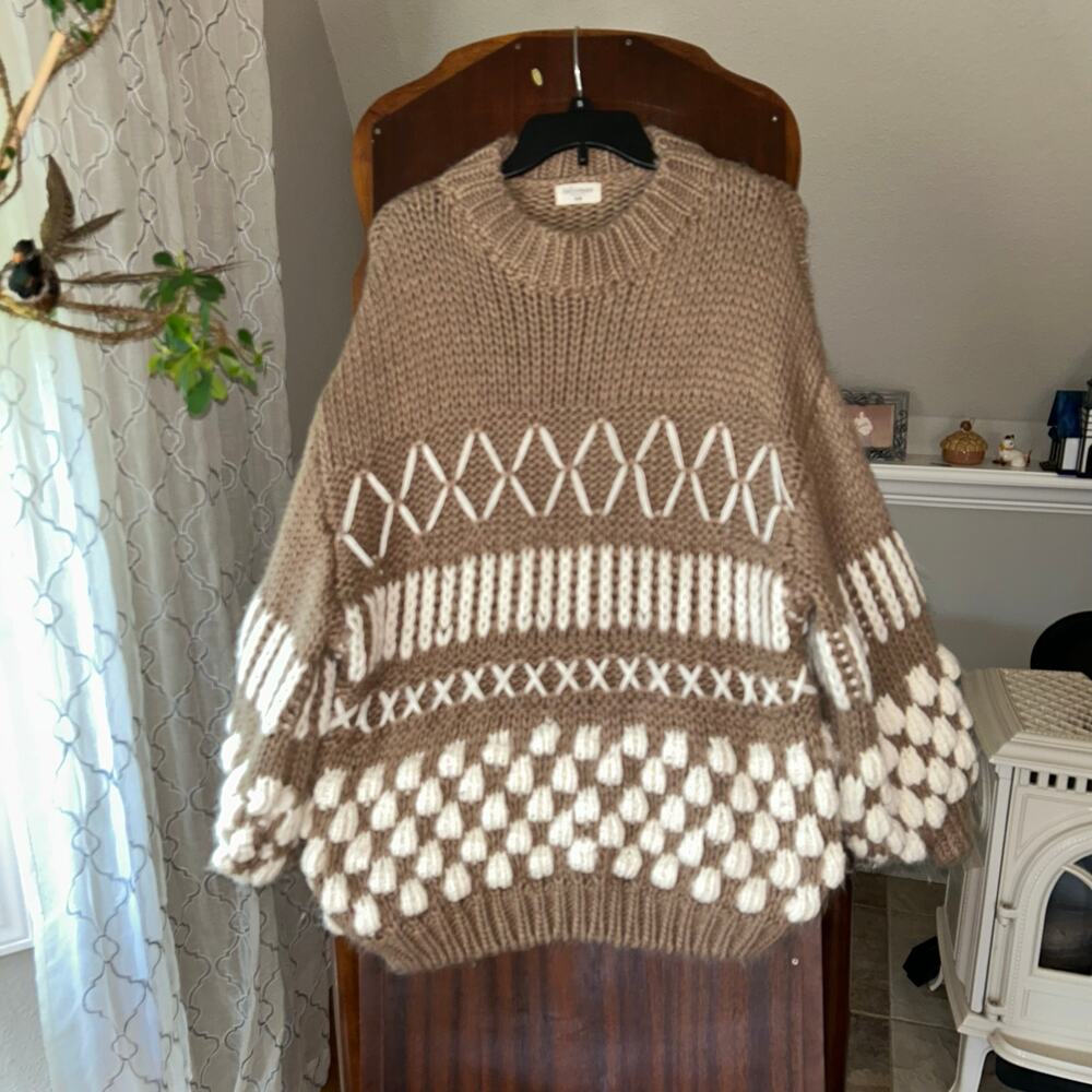Talisman Colorado Knit sweater S/M billowed sleeves chunky oversized